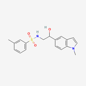 molecular formula C18H20N2O3S B2549639 N-(2-hydroxy-2-(1-methyl-1H-indol-5-yl)ethyl)-3-methylbenzenesulfonamide CAS No. 2034595-91-8