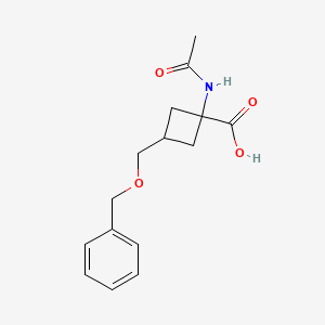 molecular formula C15H19NO4 B2549642 1-Acetamido-3-(phenylmethoxymethyl)cyclobutane-1-carboxylic acid CAS No. 2637118-36-4