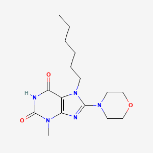 molecular formula C16H25N5O3 B2549644 7-Hexyl-3-methyl-8-morpholin-4-ylpurine-2,6-dione CAS No. 313230-30-7