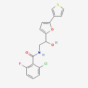 molecular formula C17H13ClFNO3S B2549650 2-chloro-6-fluoro-N-(2-hydroxy-2-(5-(thiophen-3-yl)furan-2-yl)ethyl)benzamide CAS No. 2034251-77-7