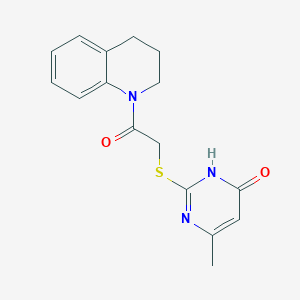 molecular formula C16H17N3O2S B2549660 1-(3,4-dihydroquinolin-1(2H)-yl)-2-((4-hydroxy-6-methylpyrimidin-2-yl)thio)ethanone CAS No. 332383-04-7