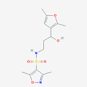 molecular formula C14H20N2O5S B2549664 N-(3-(2,5-dimethylfuran-3-yl)-3-hydroxypropyl)-3,5-dimethylisoxazole-4-sulfonamide CAS No. 1421497-66-6