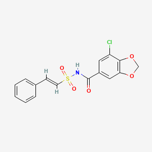 molecular formula C16H12ClNO5S B2549667 7-chloro-N-[(E)-2-phenylethenyl]sulfonyl-1,3-benzodioxole-5-carboxamide CAS No. 1259235-63-6