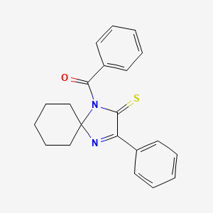 molecular formula C21H20N2OS B2549669 1-Benzoyl-3-phenyl-1,4-diazaspiro[4.5]dec-3-ene-2-thione CAS No. 58488-87-2