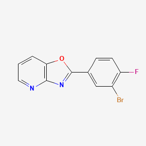 molecular formula C12H6BrFN2O B2549671 2-(3-Bromo-4-fluorophenyl)-[1,3]oxazolo[4,5-b]pyridine CAS No. 1536142-91-2