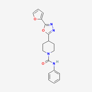 molecular formula C18H18N4O3 B2549674 4-(5-(furan-2-yl)-1,3,4-oxadiazol-2-yl)-N-phenylpiperidine-1-carboxamide CAS No. 1169996-74-0