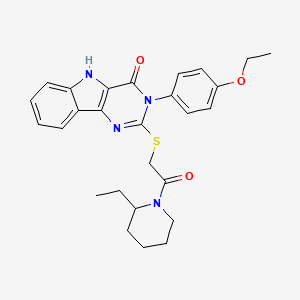 molecular formula C27H30N4O3S B2549681 3-(4-乙氧基苯基)-2-((2-(2-乙基哌啶-1-基)-2-氧代乙基)硫代)-3H-嘧啶并[5,4-b]吲哚-4(5H)-酮 CAS No. 536708-17-5