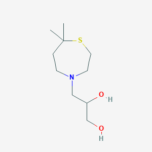molecular formula C10H21NO2S B2549685 3-(7,7-Dimethyl-1,4-thiazepan-4-yl)propane-1,2-diol CAS No. 1702890-26-3