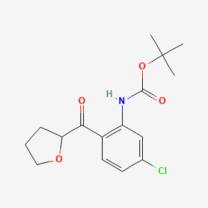 molecular formula C16H20ClNO4 B2549690 tert-butyl N-[5-chloro-2-(oxolane-2-carbonyl)phenyl]carbamate CAS No. 1955530-98-9
