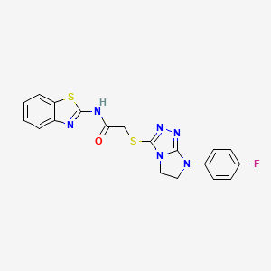 molecular formula C19H15FN6OS2 B2549694 N-(benzo[d]thiazol-2-yl)-2-((7-(4-fluorophenyl)-6,7-dihydro-5H-imidazo[2,1-c][1,2,4]triazol-3-yl)thio)acetamide CAS No. 921788-94-5