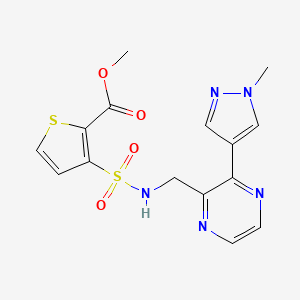 molecular formula C15H15N5O4S2 B2549724 methyl 3-(N-((3-(1-methyl-1H-pyrazol-4-yl)pyrazin-2-yl)methyl)sulfamoyl)thiophene-2-carboxylate CAS No. 2034364-54-8