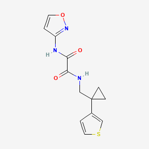 molecular formula C13H13N3O3S B2549730 N'-(1,2-oxazol-3-yl)-N-{[1-(thiophen-3-yl)cyclopropyl]methyl}ethanediamide CAS No. 2415633-20-2