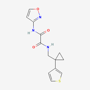 molecular formula C13H13N3O3S B2549730 N'-(1,2-Oxazol-3-yl)-N-[(1-thiophen-3-ylcyclopropyl)methyl]oxamide CAS No. 2415633-20-2
