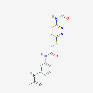 molecular formula C16H17N5O3S B2549735 N-(3-acetamidophenyl)-2-((6-acetamidopyridazin-3-yl)thio)acetamide CAS No. 1021091-40-6