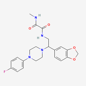 molecular formula C22H25FN4O4 B2549739 N1-(2-(benzo[d][1,3]dioxol-5-yl)-2-(4-(4-fluorophenyl)piperazin-1-yl)ethyl)-N2-methyloxalamide CAS No. 896362-45-1