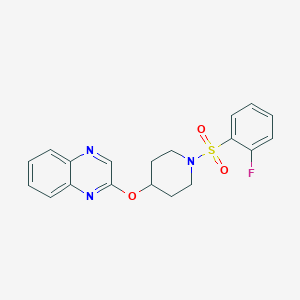 molecular formula C19H18FN3O3S B2549744 2-((1-((2-Fluorophenyl)sulfonyl)piperidin-4-yl)oxy)quinoxaline CAS No. 1704602-05-0