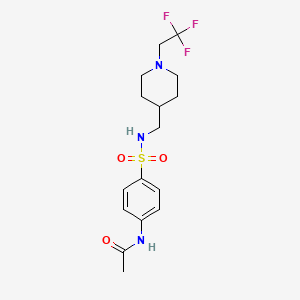 molecular formula C16H22F3N3O3S B2549786 N-[4-({[1-(2,2,2-trifluoroethyl)piperidin-4-yl]methyl}sulfamoyl)phenyl]acetamide CAS No. 2319847-68-0