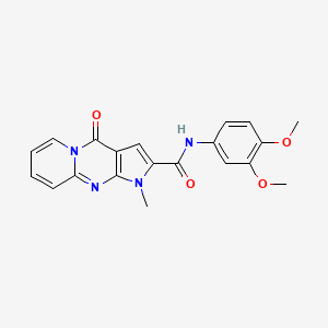 molecular formula C20H18N4O4 B2549790 N-(3,4-dimethoxyphenyl)-1-methyl-4-oxo-1,4-dihydropyrido[1,2-a]pyrrolo[2,3-d]pyrimidine-2-carboxamide CAS No. 864854-18-2