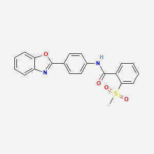 molecular formula C21H16N2O4S B2549800 N-(4-(benzo[d]oxazol-2-yl)phenyl)-2-(methylsulfonyl)benzamide CAS No. 896366-26-0