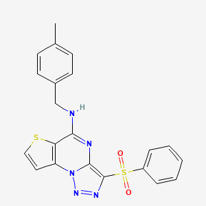molecular formula C21H17N5O2S2 B2549818 N-(4-methylbenzyl)-3-(phenylsulfonyl)thieno[2,3-e][1,2,3]triazolo[1,5-a]pyrimidin-5-amine CAS No. 892730-17-5