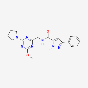 N-((4-methoxy-6-(pyrrolidin-1-yl)-1,3,5-triazin-2-yl)methyl)-1-methyl-3-phenyl-1H-pyrazole-5-carboxamide