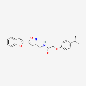 molecular formula C23H22N2O4 B2549829 N-((5-(benzofuran-2-yl)isoxazol-3-yl)methyl)-2-(4-isopropylphenoxy)acetamide CAS No. 1105242-58-7
