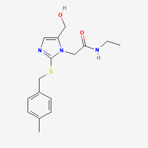 molecular formula C16H21N3O2S B2549832 N-ethyl-2-(5-(hydroxymethyl)-2-((4-methylbenzyl)thio)-1H-imidazol-1-yl)acetamide CAS No. 923138-58-3