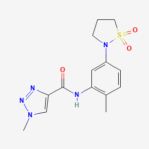 molecular formula C14H17N5O3S B2549843 N-(5-(1,1-dioxidoisothiazolidin-2-yl)-2-methylphenyl)-1-methyl-1H-1,2,3-triazole-4-carboxamide CAS No. 1448027-56-2