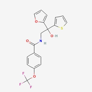 molecular formula C18H14F3NO4S B2549845 N-(2-(furan-2-yl)-2-hydroxy-2-(thiophen-2-yl)ethyl)-4-(trifluoromethoxy)benzamide CAS No. 2034484-74-5