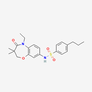 molecular formula C22H28N2O4S B2549857 N-(5-ethyl-3,3-dimethyl-4-oxo-2,3,4,5-tetrahydrobenzo[b][1,4]oxazepin-8-yl)-4-propylbenzenesulfonamide CAS No. 922097-58-3