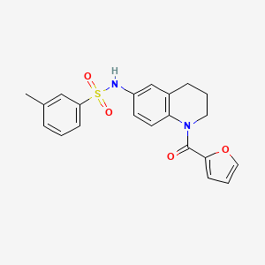 molecular formula C21H20N2O4S B2549868 N-[1-(furan-2-carbonyl)-1,2,3,4-tetrahydroquinolin-6-yl]-3-methylbenzene-1-sulfonamide CAS No. 946258-13-5
