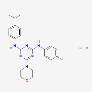 molecular formula C23H29ClN6O B2549887 N2-(4-isopropylphenyl)-6-morpholino-N4-(p-tolyl)-1,3,5-triazine-2,4-diamine hydrochloride CAS No. 1179481-37-8