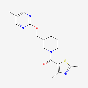 molecular formula C17H22N4O2S B2549914 2-{[1-(2,4-Dimethyl-1,3-thiazole-5-carbonyl)piperidin-3-yl]methoxy}-5-methylpyrimidine CAS No. 2380010-35-3