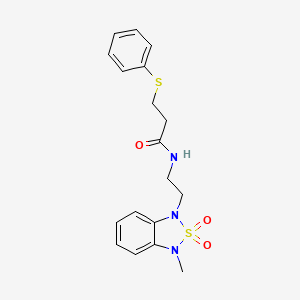 molecular formula C18H21N3O3S2 B2549919 N-(2-(3-methyl-2,2-dioxidobenzo[c][1,2,5]thiadiazol-1(3H)-yl)ethyl)-3-(phenylthio)propanamide CAS No. 2034401-90-4