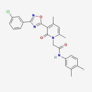 B2549933 2-(3-(3-(3-chlorophenyl)-1,2,4-oxadiazol-5-yl)-4,6-dimethyl-2-oxopyridin-1(2H)-yl)-N-(3,4-dimethylphenyl)acetamide CAS No. 946294-89-9