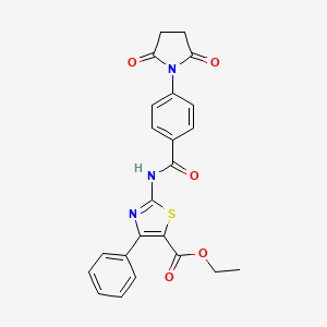 molecular formula C23H19N3O5S B2549949 Ethyl 2-(4-(2,5-dioxopyrrolidin-1-yl)benzamido)-4-phenylthiazole-5-carboxylate CAS No. 329906-10-7