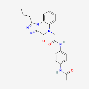 molecular formula C22H22N6O3 B2549962 N-(4-acetamidophenyl)-2-{4-oxo-1-propyl-4H,5H-[1,2,4]triazolo[4,3-a]quinoxalin-5-yl}acetamide CAS No. 1260906-11-3