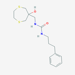 molecular formula C16H24N2O2S2 B2549990 1-[(6-Hydroxy-1,4-dithiepan-6-yl)methyl]-3-(3-phenylpropyl)urea CAS No. 2415634-03-4