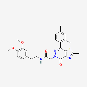 molecular formula C26H28N4O4S B2550001 N-(3,4-dimethoxyphenethyl)-2-(7-(2,4-dimethylphenyl)-2-methyl-4-oxothiazolo[4,5-d]pyridazin-5(4H)-yl)acetamide CAS No. 954014-99-4