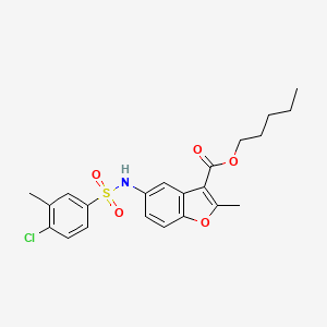molecular formula C22H24ClNO5S B2550006 PENTYL 5-(4-CHLORO-3-METHYLBENZENESULFONAMIDO)-2-METHYL-1-BENZOFURAN-3-CARBOXYLATE CAS No. 518322-05-9