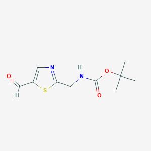 molecular formula C10H14N2O3S B2550010 tert-butyl N-[(5-formyl-1,3-thiazol-2-yl)methyl]carbamate CAS No. 183066-65-1