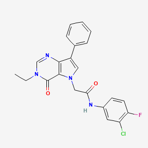 molecular formula C22H18ClFN4O2 B2550027 N-(3-chloro-4-fluorophenyl)-2-(3-ethyl-4-oxo-7-phenyl-3,4-dihydro-5H-pyrrolo[3,2-d]pyrimidin-5-yl)acetamide CAS No. 1251692-79-1