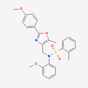 molecular formula C26H26N2O5S B2550059 N-(2-methoxyphenyl)-N-{[2-(4-methoxyphenyl)-5-methyl-1,3-oxazol-4-yl]methyl}-2-methylbenzene-1-sulfonamide CAS No. 1251553-46-4