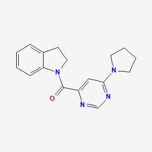 molecular formula C17H18N4O B2550066 Indolin-1-yl(6-(pyrrolidin-1-yl)pyrimidin-4-yl)methanone CAS No. 1905830-32-1