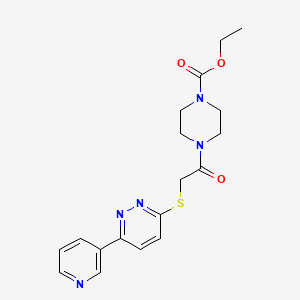 molecular formula C18H21N5O3S B2550077 Ethyl 4-[2-(6-pyridin-3-ylpyridazin-3-yl)sulfanylacetyl]piperazine-1-carboxylate CAS No. 894000-95-4