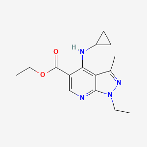 molecular formula C15H20N4O2 B2550078 ethyl 4-(cyclopropylamino)-1-ethyl-3-methyl-1H-pyrazolo[3,4-b]pyridine-5-carboxylate CAS No. 860785-51-9