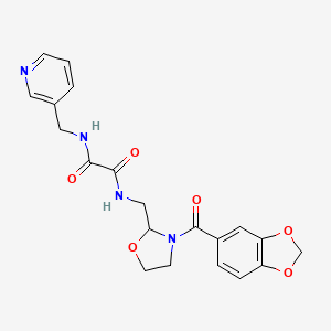 molecular formula C20H20N4O6 B2550082 N-{[3-(2H-1,3-benzodioxole-5-carbonyl)-1,3-oxazolidin-2-yl]methyl}-N'-[(pyridin-3-yl)methyl]ethanediamide CAS No. 874805-59-1