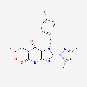 8-(3,5-Dimethylpyrazolyl)-7-[(4-fluorophenyl)methyl]-3-methyl-1-(2-oxopropyl)-1,3,7-trihydropurine-2,6-dione