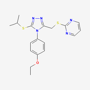 2-[[4-(4-Ethoxyphenyl)-5-propan-2-ylsulfanyl-1,2,4-triazol-3-yl]methylsulfanyl]pyrimidine