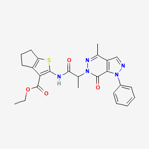 ethyl 2-(2-(4-methyl-7-oxo-1-phenyl-1H-pyrazolo[3,4-d]pyridazin-6(7H)-yl)propanamido)-5,6-dihydro-4H-cyclopenta[b]thiophene-3-carboxylate